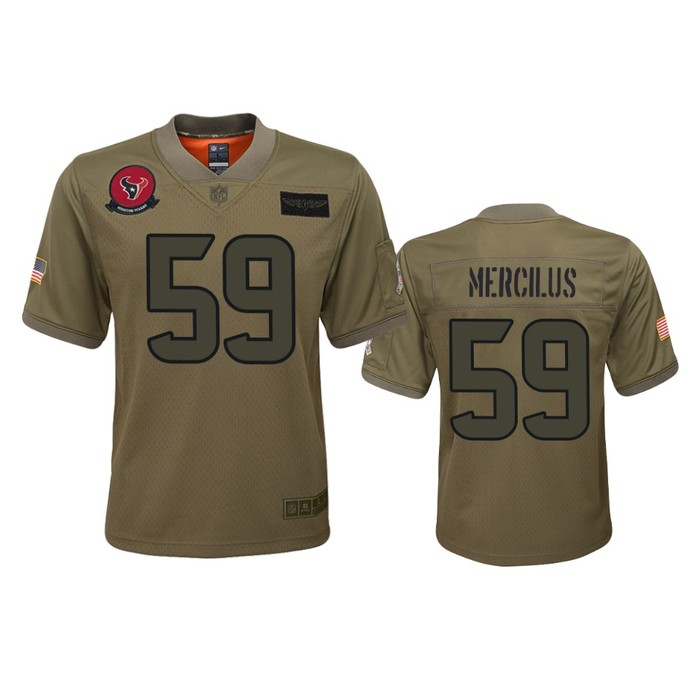 Youth Houston Texans Whitney Mercilus Camo 2019 Salute To Service Game Jersey - Cocomos