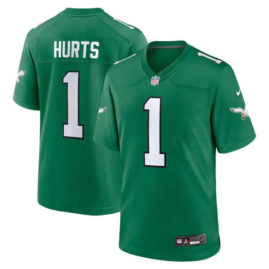 Youth Philadelphia Eagles #1 Jalen Hurts Alternate Player Game Jersey - Kelly Green - Cocomos