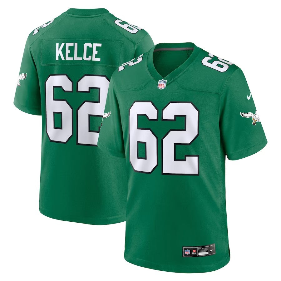 Youth Philadelphia Eagles #62 Jason Kelce Alternate Player Game Jersey - Kelly Green - Cocomos