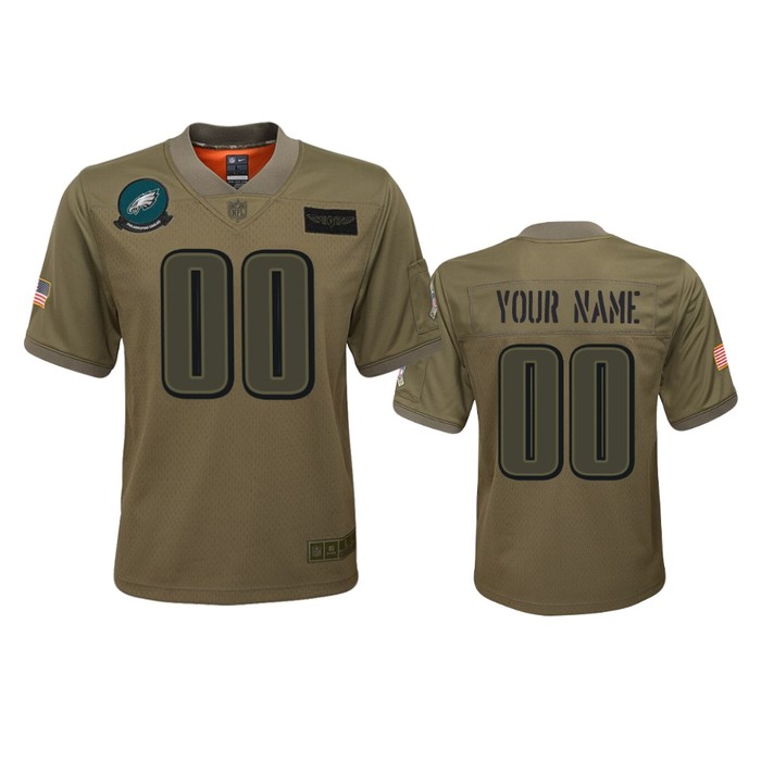 Youth Philadelphia Eagles Custom Camo 2019 Salute To Service Game Jersey