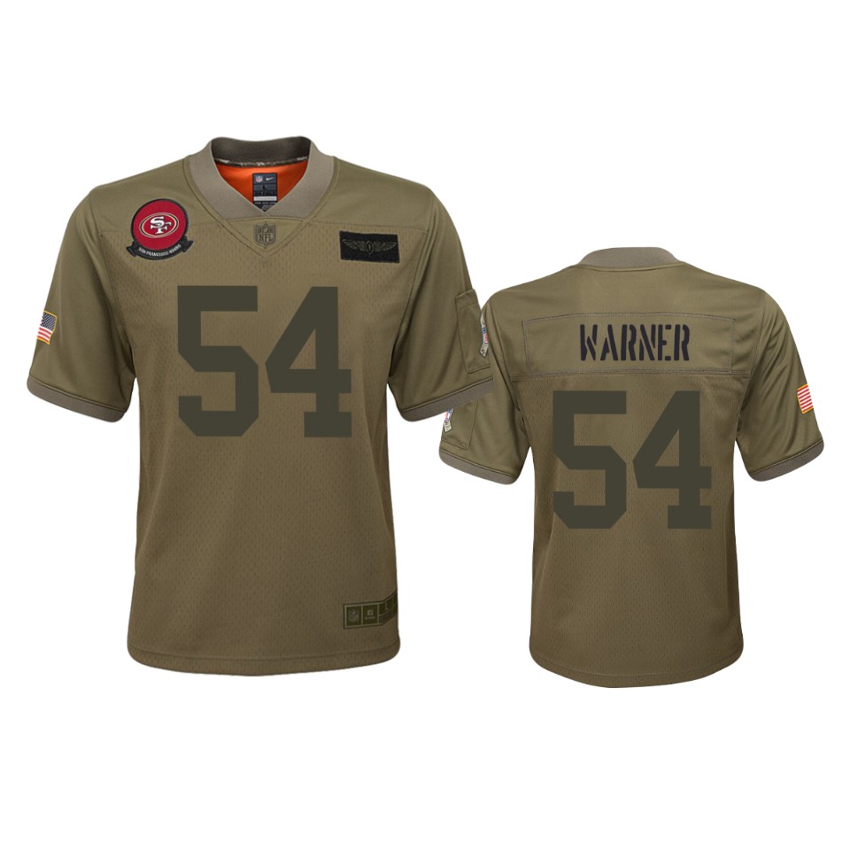 Youth San Francisco 49ers Fred Warner Camo 2019 Salute To Service Game Jersey - Cocomos