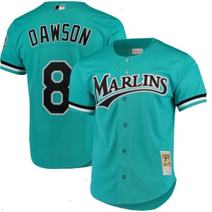 Andre Dawson Florida Marlins Mitchell & Ness Cooperstown Collection Mesh Batting Practice Button-Up Jersey - Teal