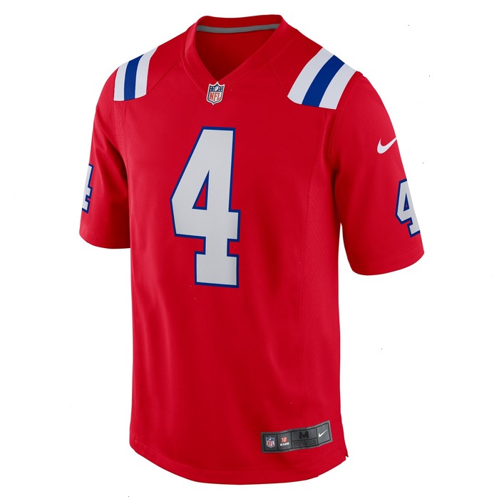 Bailey Zappe New England Patriots Nike Alternate Game Player Jersey - Red