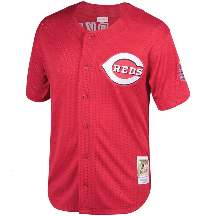 Barry Larkin Cincinnati Reds Mitchell & Ness Throwback Cooperstown Mesh Batting Practice Jersey - Red