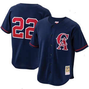 Bo Jackson California Angels Mitchell & Ness Cooperstown Collection Mesh Batting Practice Button-Up Jersey - Navy