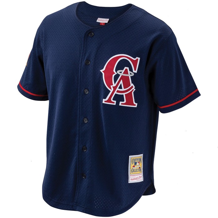 Bo Jackson California Angels Mitchell & Ness Cooperstown Collection Mesh Batting Practice Button-Up Jersey - Navy