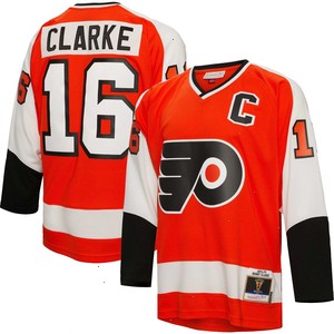 Bobby Clarke Philadelphia Flyers Mitchell & Ness 1974/75 Captain Patch Blue Line Player Jersey - Orange