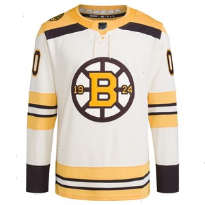 Boston Bruins adidas 100th Anniversary Primegreen Authentic Custom Jersey - Cream