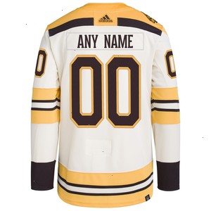  Boston Bruins adidas 100th Anniversary Primegreen Authentic Custom Jersey - Cream