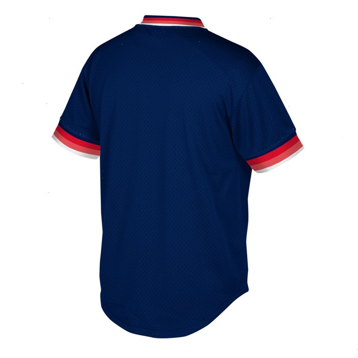 Boston Red Sox Mitchell & Ness Big & Tall Cooperstown Collection Mesh Wordmark V-Neck Jersey - Navy