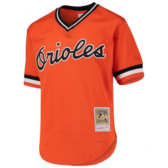 Cal Ripken Jr. Baltimore Orioles Mitchell & Ness Youth Cooperstown Collection Mesh Batting Practice Jersey - Orange