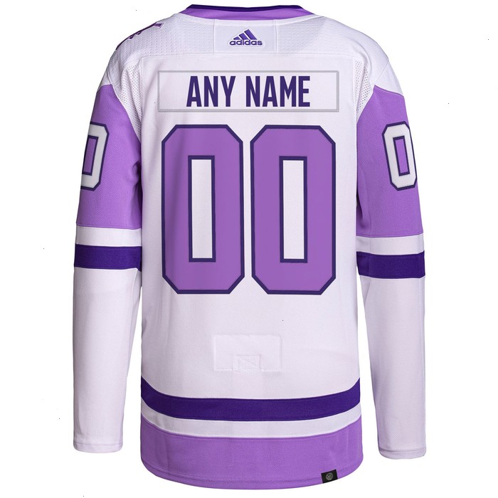 Calgary Flames adidas Hockey Fights Cancer Primegreen Authentic Custom Jersey - White/Purple