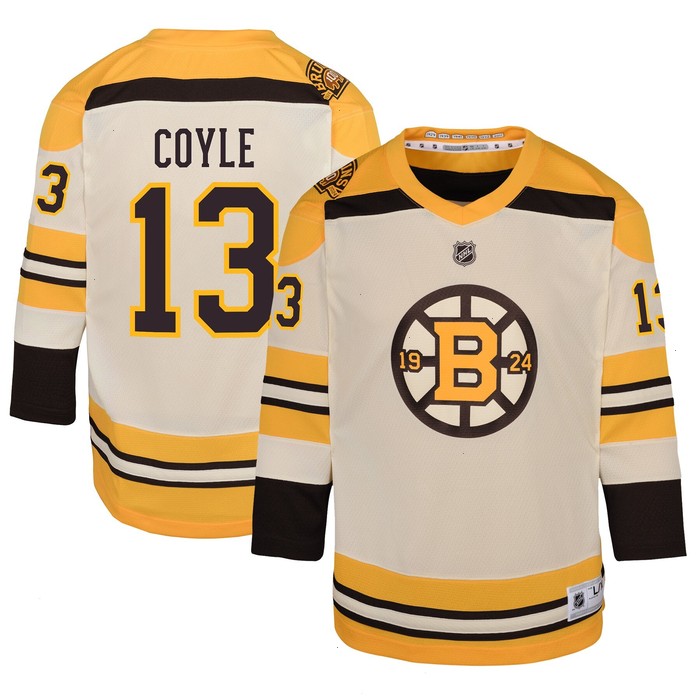 Charlie Coyle Boston Bruins Youth 100th Anniversary Replica Player Jersey - Cream