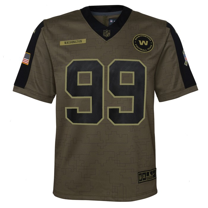 Chase Young Washington Football Team Nike Youth 2021 Salute To Service Game Jersey - Olive