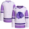 Chicago Blackhawks adidas Hockey Fights Cancer Primegreen Authentic Blank Practice Jersey - White/Purple