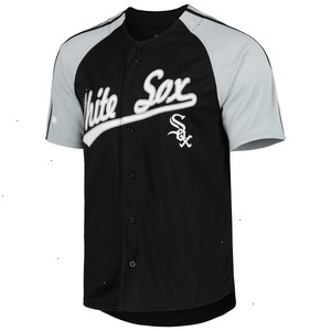 Chicago White Sox Stitches Button-Down Raglan Fashion Jersey - Black