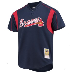 Chipper Jones Atlanta Braves Mitchell & Ness Cooperstown Collection Mesh Batting Practice Button-Up Jersey - Navy