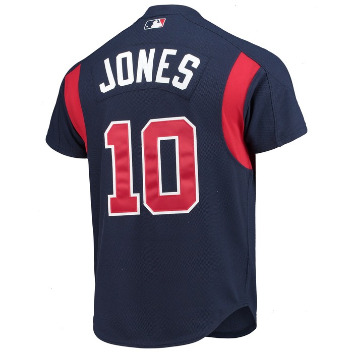 Chipper Jones Atlanta Braves Mitchell & Ness Cooperstown Collection Mesh Batting Practice Button-Up Jersey - Navy