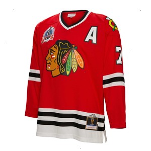 Chris Chelios Chicago Blackhawks Mitchell & Ness 1991/92 Alternate Captain Patch Blue Line Player Jersey - Red