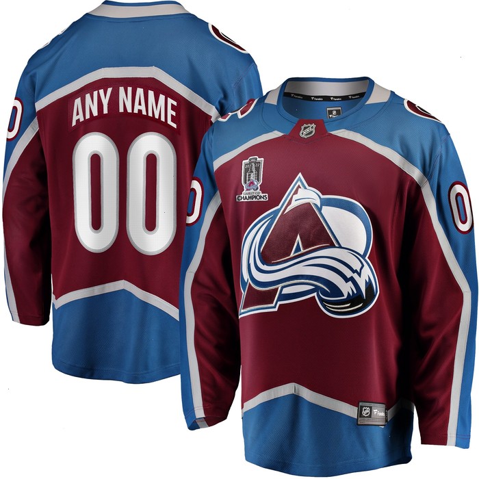 Colorado Avalanche Fanatics Branded Home 2022 Stanley Cup Champions Breakaway Custom Jersey - Burgundy