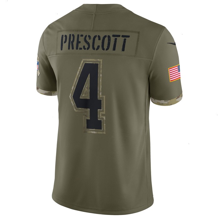 Dak Prescott Dallas Cowboys Nike Youth 2022 Salute To Service Player Limited Jersey - Olive