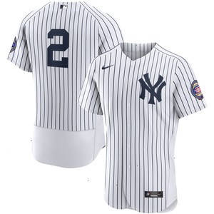 Derek Jeter New York Yankees Nike 2020 Hall of Fame Induction Patch Authentic Jersey - White/Navy