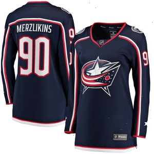 Elvis Merzlikins Columbus Blue Jackets Fanatics Branded Women's Home Breakaway Jersey - Navy