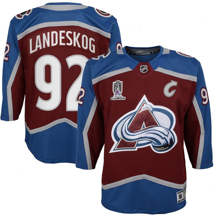 Gabriel Landeskog Colorado Avalanche Youth Home 2022 Stanley Cup Champions Premier Player Jersey - Burgundy