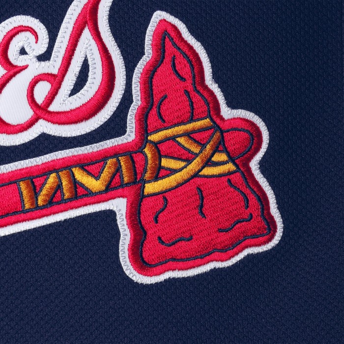 Greg Maddux Atlanta Braves Mitchell & Ness Cooperstown Collection Mesh Batting Practice Button-Up Jersey - Navy