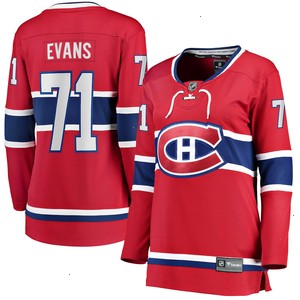 Jake Evans Montreal Canadiens Fanatics Branded Women's Home Breakaway Player Jersey - Red