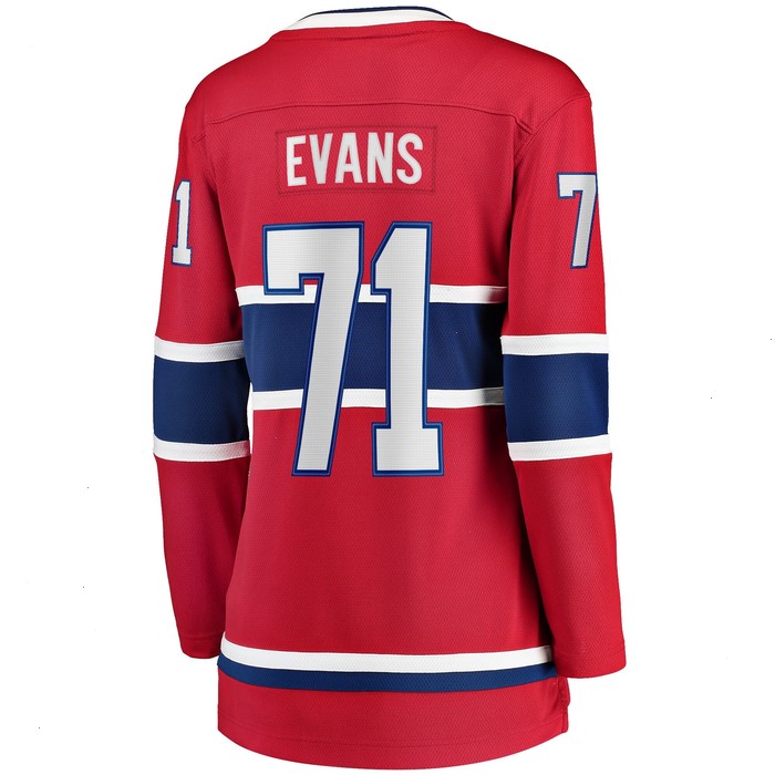 Jake Evans Montreal Canadiens Fanatics Branded Women's Home Breakaway Player Jersey - Red