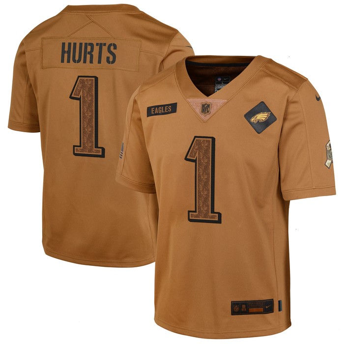 Jalen Hurts Philadelphia Eagles Nike Youth 2023 Salute To Service Limited Jersey - Brown