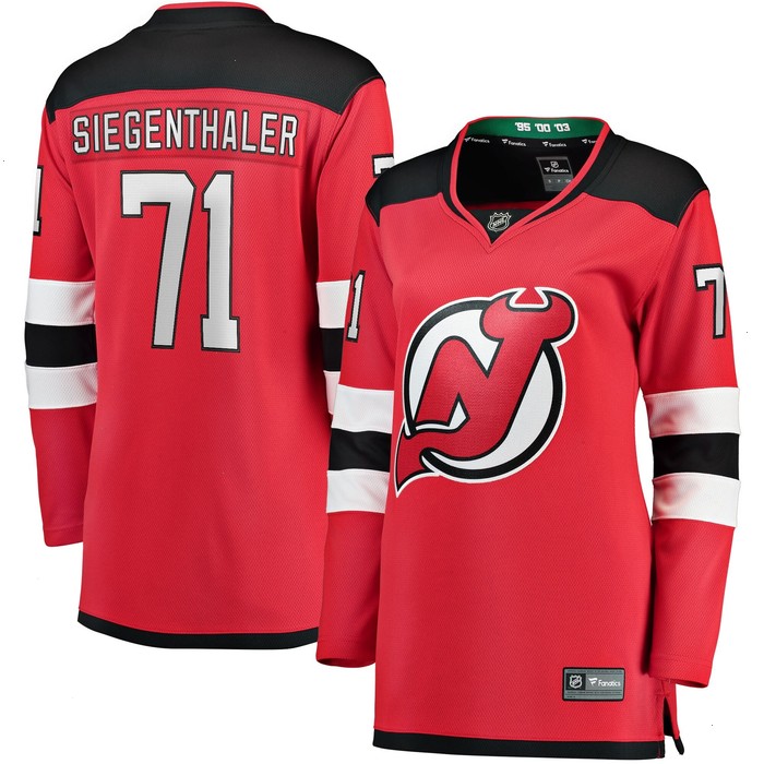 Jonas Siegenthaler New Jersey Devils Fanatics Branded Women's Home Breakaway Player Jersey - Red