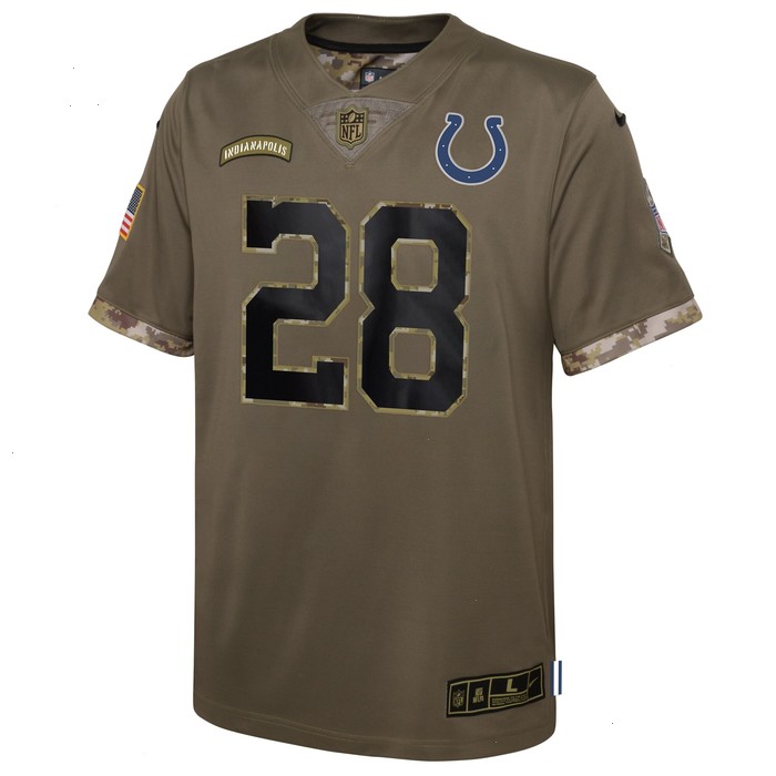 Jonathan Taylor Indianapolis Colts Nike Youth 2022 Salute To Service Player Limited Jersey - Olive