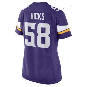 Jordan Hicks Minnesota Vikings Nike Women's Game Player Jersey - Purple