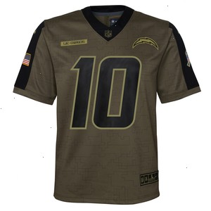 Justin Herbert Los Angeles Chargers Nike Youth 2021 Salute To Service Game Jersey - Olive