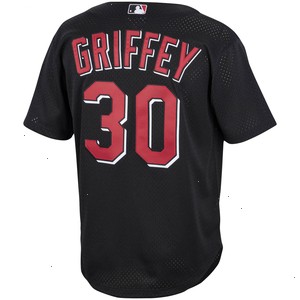 Ken Griffey Jr. Cincinnati Reds Mitchell & Ness Cooperstown Collection Mesh Batting Practice Button-Up Jersey - Black