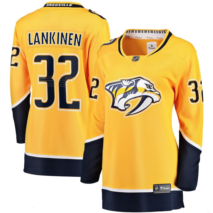 Kevin Lankinen Nashville Predators Fanatics Branded Women's Home Breakaway Player Jersey - Gold