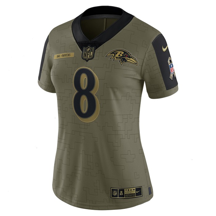 Lamar Jackson Baltimore Ravens Nike Women's 2021 Salute To Service Limited Player Jersey - Olive