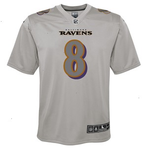 Lamar Jackson Baltimore Ravens Nike Youth Atmosphere Fashion Game Jersey - Gray