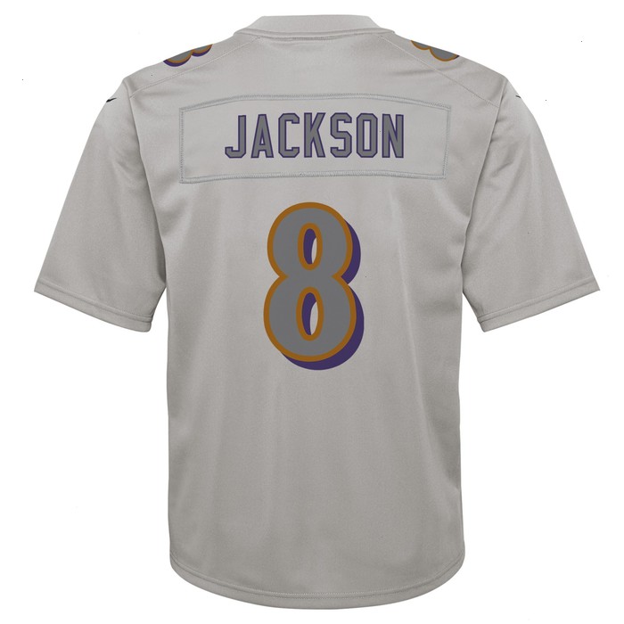 Lamar Jackson Baltimore Ravens Nike Youth Atmosphere Fashion Game Jersey - Gray