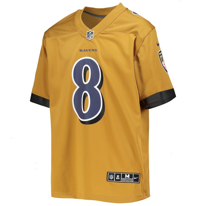 Lamar Jackson Baltimore Ravens Nike Youth Inverted Team Game Jersey - Gold