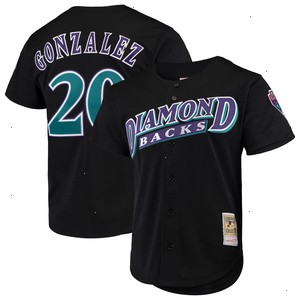 Luis Gonzalez Arizona Diamondbacks Mitchell & Ness Cooperstown Collection Mesh Batting Practice Button-Up Jersey - Black