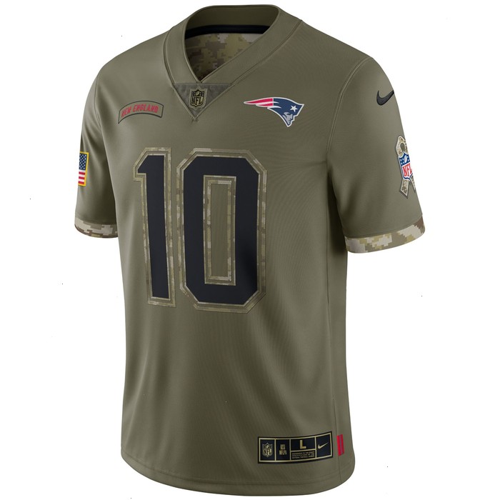 Mac Jones New England Patriots Nike 2022 Salute To Service Limited Jersey - Olive