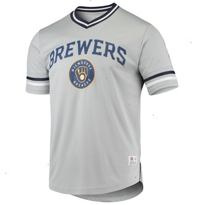 Men's Gray Milwaukee Brewers Replica V-Neck Jersey