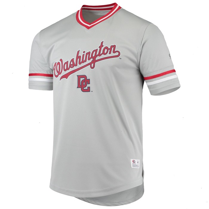 Men's Gray Washington Nationals Replica V-Neck Jersey