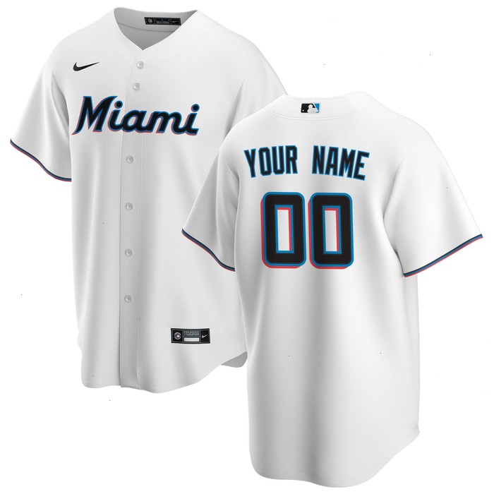 Miami Marlins Nike Youth Home Replica Custom Jersey - White