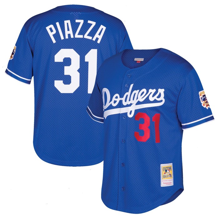 Mike Piazza Los Angeles Dodgers Mitchell & Ness Youth Cooperstown Collection Mesh Batting Practice Jersey - Royal