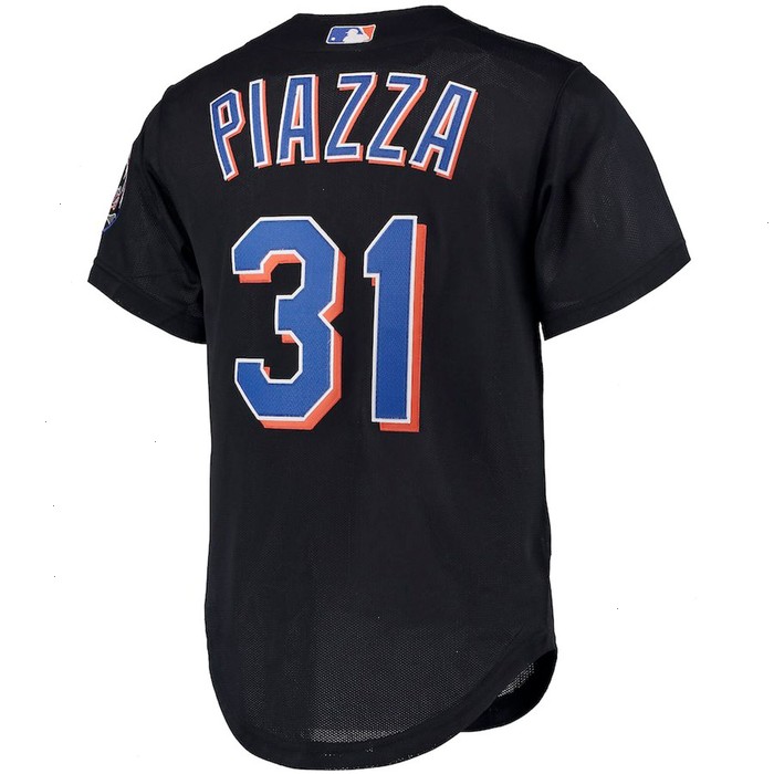 Mike Piazza New York Mets Mitchell & Ness Big & Tall Cooperstown Collection Mesh Button-Up Jersey- Black