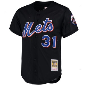 Mike Piazza New York Mets Mitchell & Ness Cooperstown Collection Mesh Batting Practice Button-Up Jersey - Black